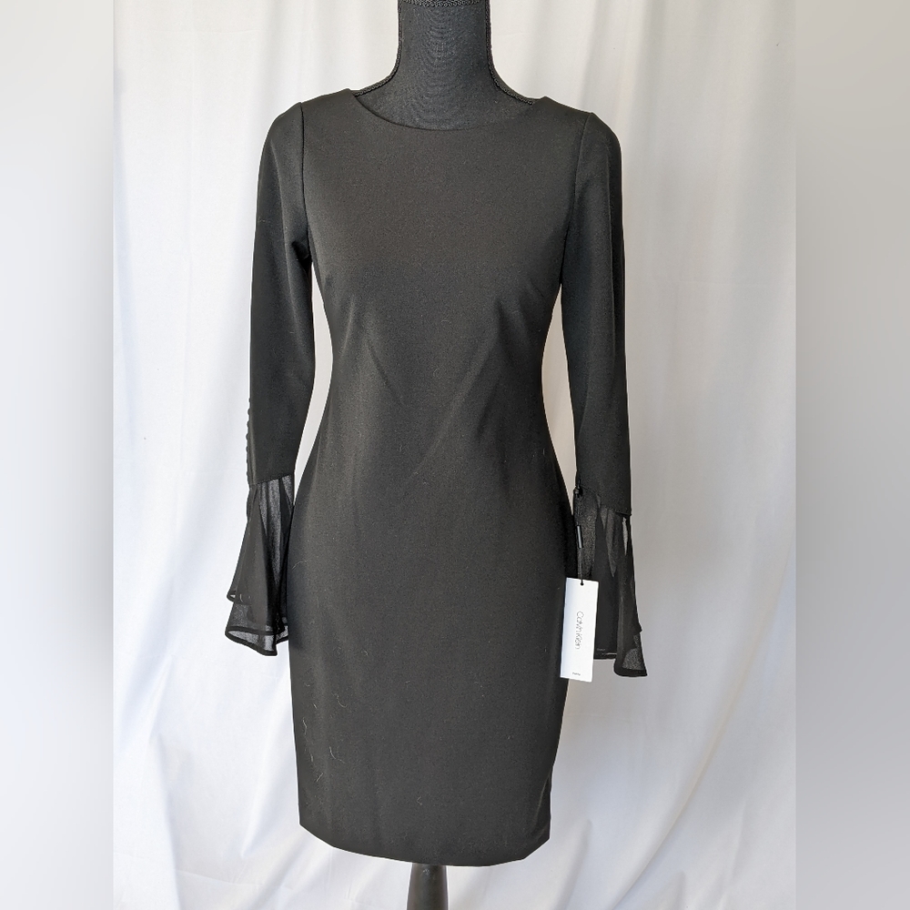 Calvin Klein Bell Sleeve Black Dress